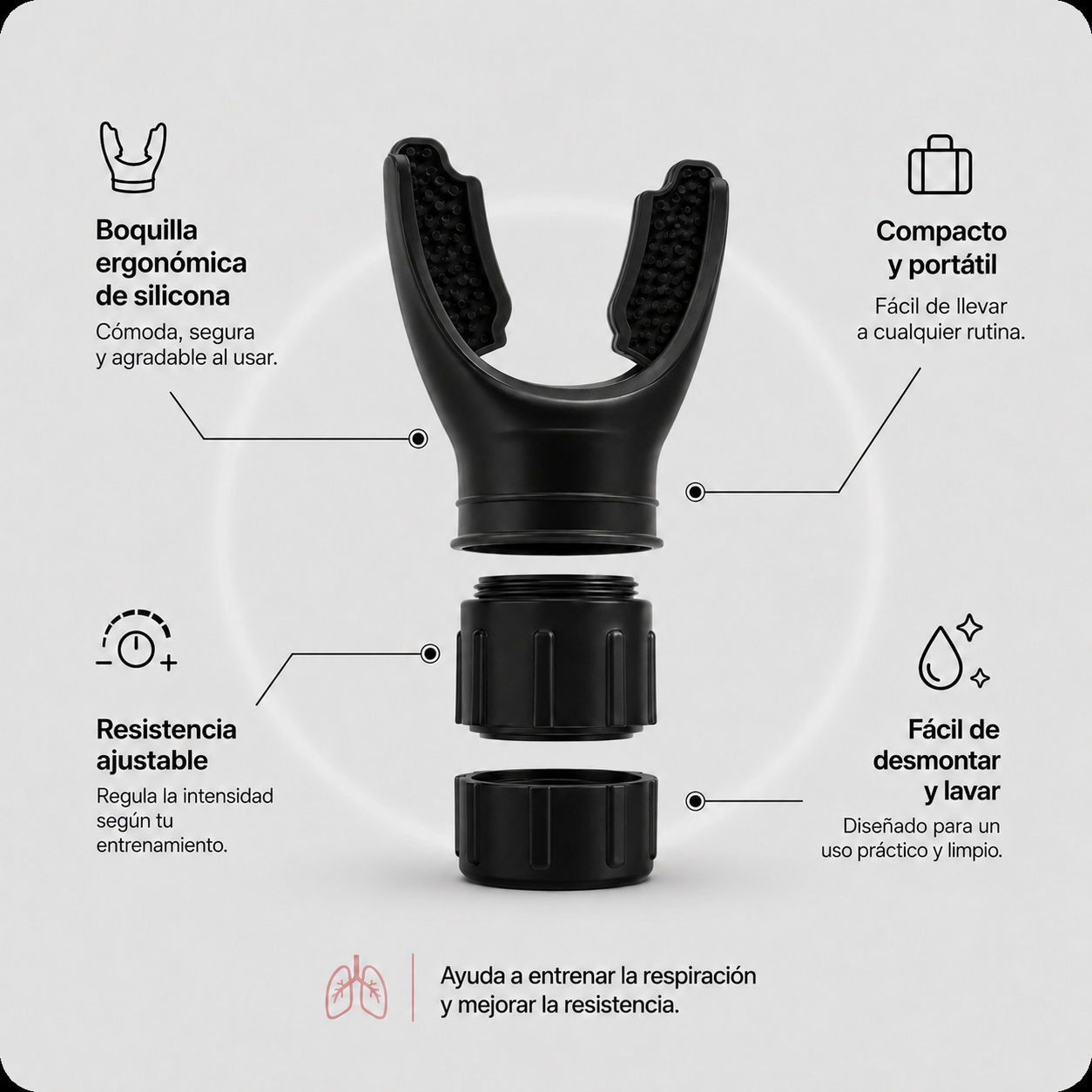 Pack de 2 Entrenador Respiratorio AeroCore (Negro)