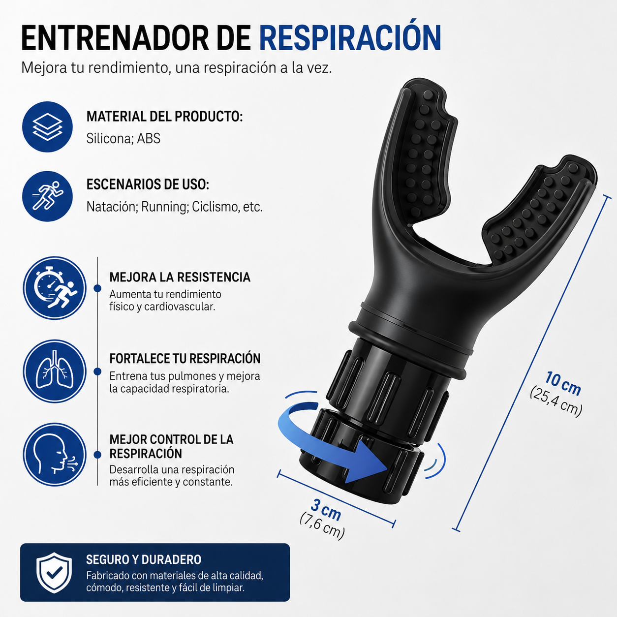 Pack de 2 Entrenador Respiratorio AeroCore (Negro)